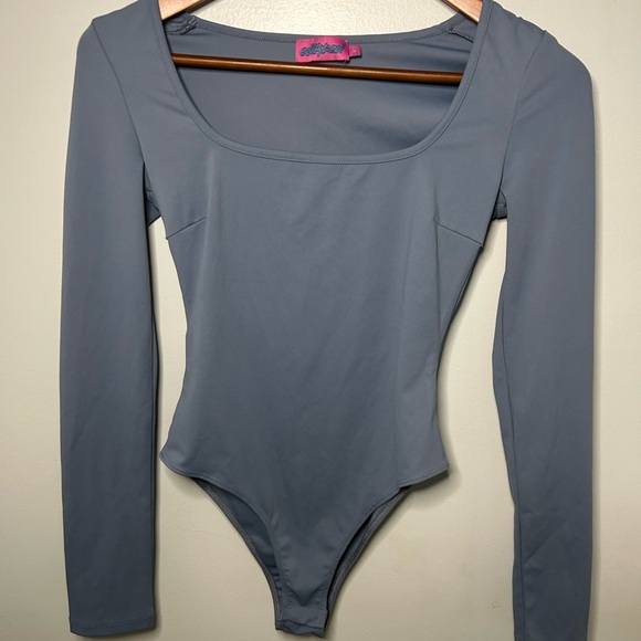 Edikted Tops - Edikted Gray Asymmetrical Fitted Bodysuit